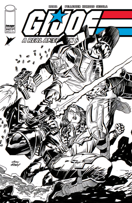 GI JOE A REAL AMERICAN HERO #310 CVR B ANDY KUBERT B&W VARIANT IN STORE 9/18/2024