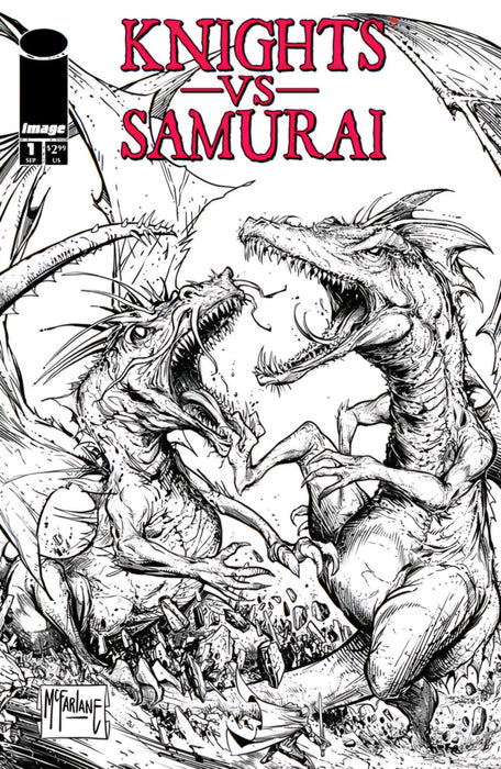 KNIGHTS VS SAMURAI #1 CVR C TODD MCFARLANE B&W VARIANT IN STORE 9/25/2024