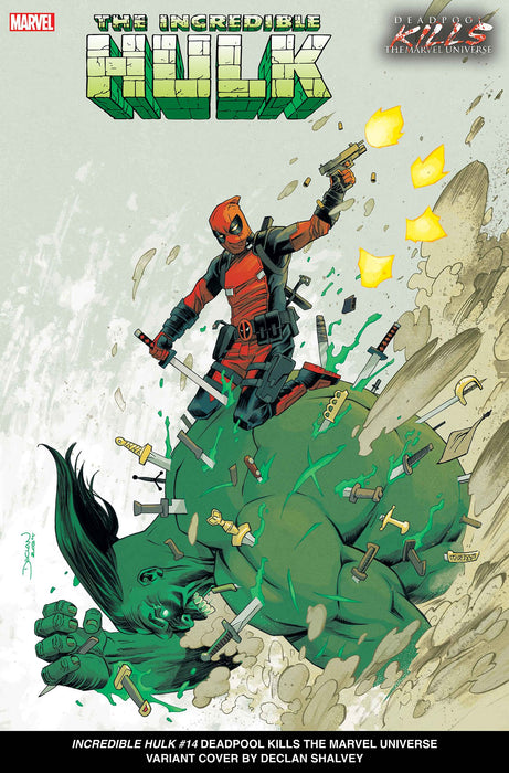 INCREDIBLE HULK #14 DECLAN SHALVEY DEADPOOL KILLS THE MARVEL UNIVERSE VARIANT IN STORE 7/17/2024